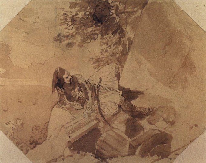 Грек, лежащий на скале