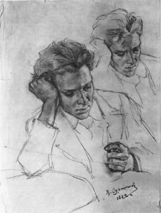 В. И. Суриков, рисунок головы